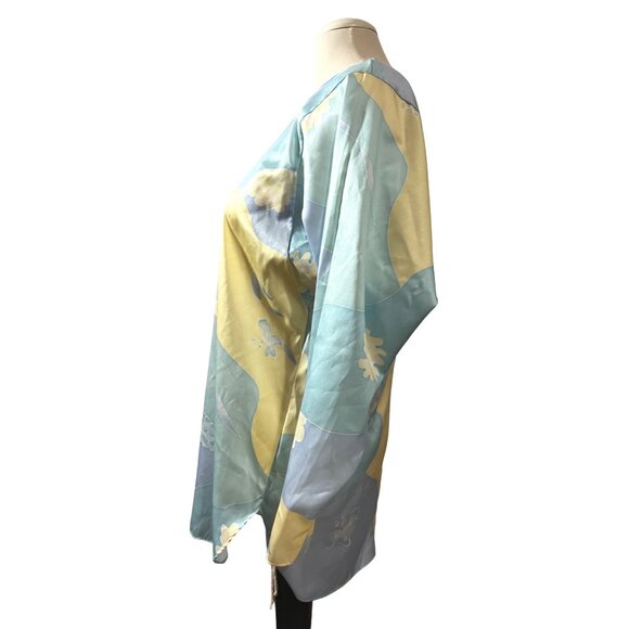 Miss Elaine Vintage Silky Floral Seventies Blouse Sz Small/Med Womens Yellow & B - Picture 3 of 11